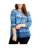 Style&amp;Co Womens Petite PM Tonal Blue Combo Long Sleeve Sweater NWT CU41 - $24.49