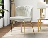 Hulala Home Ivory Velvet Dining Chairs, Contemporary Small Armless Accen... - $116.94