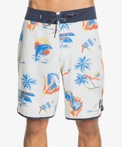 $55 Quiksilver Blue Dolphin Palm Logo Tie-Waist Pocket Boardshorts Snow ... - £7.74 GBP