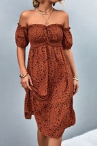 Ditsy Floral Smocked Frill Trim Off-Shoulder Dress - $44.95