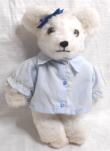 Handmade OOAK Plush White Faux Fur Girl Teddy Bear Hard Stuffed Jointed 11 1/2&quot; - £20.61 GBP