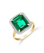 14K SOLID GOLD RING WITH NATURAL DIAMONDS &amp; LAB. GROWN EMERALD - $16,914.26 MXN