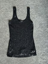 Express Tank Top  Black Sequin Front Sleeveless Scoop Neck Size S Club Party - £10.27 GBP