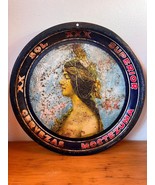 Antique Mexican Moctezuma&#39;s Daughter Superior XX Sol beer tin tray From ... - $65.44