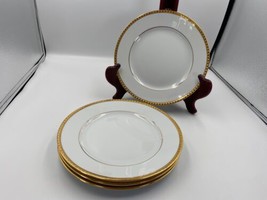 Set of 4 Tiffany &amp; Co. GOLD BAND Salad / Dessert Plates Limoges France - £258.42 GBP
