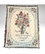 Rose Bouquet Tapestry Throw Blanket Angel Mother Woven Fringed Floral VT... - £23.09 GBP