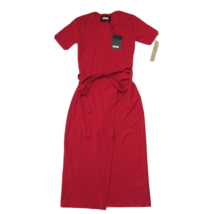 NWT Reformation Britton in Raspberry Red Stretch Knit Ribbed Wrap Dress ... - £86.28 GBP