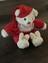Vtg 1994 Plush Creations I Love You Bear Red Pajamas Bunny Slippers Stuffed Toy - £18.19 GBP