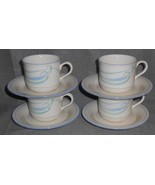 Set (4) Lenox SKY BLUE BRUSHSTROKES PATTERN Cups and Saucers MADE IN USA - $372.27 MXN