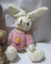 Vtg Lot Of 3 Hug Fun Jointed Easter Bunny Rabbits Plush Sweaters 1999 - £27.65 GBP