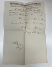 Vintage 1875 Western Union Telegraph Letter Darwin W Esmund Poughkeepsie NY - £20.53 GBP