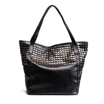 New Large Capacity Pu Punk Tote Bag Rivet Shoulder Crossbody Handbag For Women - £45.03 GBP