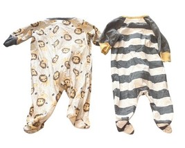 Gerber Newborn Sleepers Lot 2 NB Baby One Piece Pajamas Cute Footed image 7