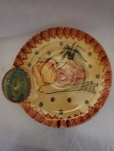 Vintage ceramic hand painted round Italian vegetable serving platter &amp; d... - £35.39 GBP