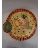 Vintage ceramic hand painted round Italian vegetable serving platter &amp; d... - $45.00