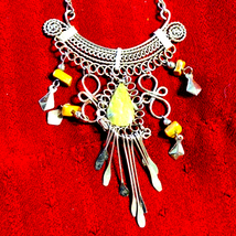 Exquisite Egyptian revival silver chain necklace detailed with decorations! - $31.68