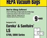 CH750 Eureka / Sanitaire Type LS HEPA Cloth Bags, 9/pk - £17.30 GBP