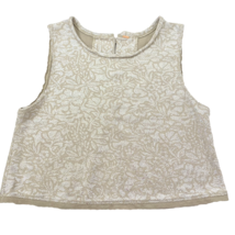 Free People Casual Fancy Metallic Back Button Crop Tank Top Womens Small Taupe - £17.64 GBP