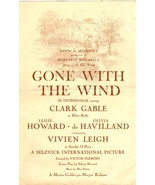 Playbill - Movie &quot;Gone With The Wind&quot; - Clark Gable, Vivien Leigh - $4.90