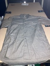 Lacoste Mens 40 Medium Button Down Long Sleeve Shirt White Gray Classic ... - $20.78