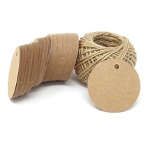 100Pcs Kraft Paper Blank Round Tags With 100 Feet Jute Twine For Wedding... - £11.79 GBP