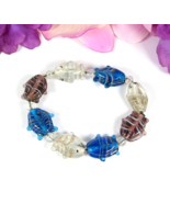 LITTLE FISH Creatures ART GLASS BEADS Vintage Beaded BRACELET Elastic 6.5&quot; - €17,07 EUR