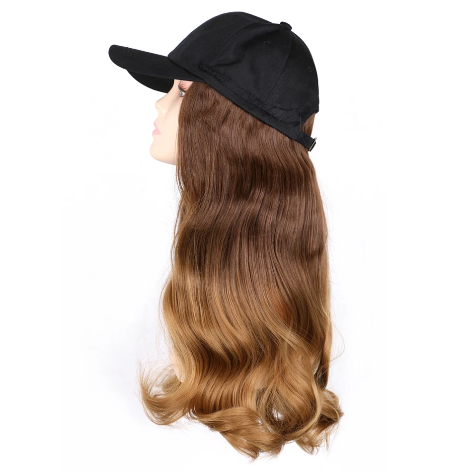 TMT Hat Wig for Women Synthetic Hair 22 Inch Long Body Wave Baseball Hat wi - £22.22 GBP