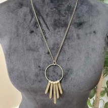 Womens Gold Tone Hammered Tassel Pendant Necklace - $20.00