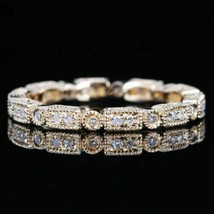 1.50 Tcw Moissanite Women&#39;s Eternity Wedding Band 14K Yellow Gold Plated Silver - £93.15 GBP