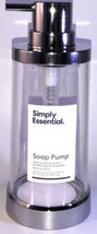 Bed Bath &amp;Beyond Chrome Soap Pump Clear Holder Kitchen/Bathroom Liquid Dispenser - £7.81 GBP
