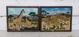 MayRich Company Resin Giraffe And Tiger 3-D Wall Hangings, African Safari - £38.27 GBP