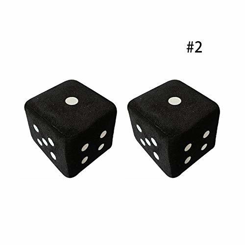 F-pump 1 Pair Fuzzy Dice White Dots Rear View Mirror Hangers Vintage Car... - $3.99
