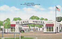 El Paso Texas Tx ~ De Luxe MOTEL-5901 Alameda -spanish Stile ~ Vintage Cartolina - £8.74 GBP