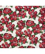 SCHUMACHER FABIENNE RED HAND PAINTED FLORAL DESIGN LINEN FABRIC 7 YARDS ... - $665.28