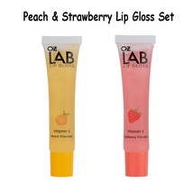 Romantic Beauty Strawberry &amp; Peach Vitamin E Clear Lip Gloss Lip Oil Set - £3.56 GBP