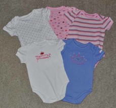 Girls Bodysuits 5 Pc Small Wonders Mommy&#39;s Princess Short Sleeve Set- 3/... - £11.89 GBP