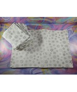 Snowflake Pattern 4 Placemat and 10 Napkin Set - 100% Cotton White/Gray - $366.16 MXN