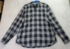 J.CREW Shirt Mens XL Gray Plaid Flannel Cotton Long Sleeve Collared Button Down - £14.72 GBP