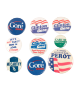 9 Vintage Political Buttons McCarthy Carter Clinton Gore Perot Some Mult... - $60.76