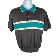 Vintage Bayport Mens Polo Shirt Large Brown Green White Colorblock Short... - $19.20 CAD