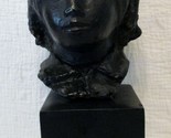 AMR Spadem Stone Sculpture Black Bust of Child on Stone Base - £154.65 GBP