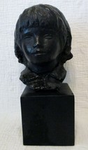AMR Spadem Stone Sculpture Black Bust of Child on Stone Base - $198.00