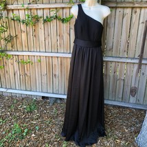 White Vera Wang Dress Womens Size 6 BLACK One Shoulder Evening Gown Belt Lined - $33.50