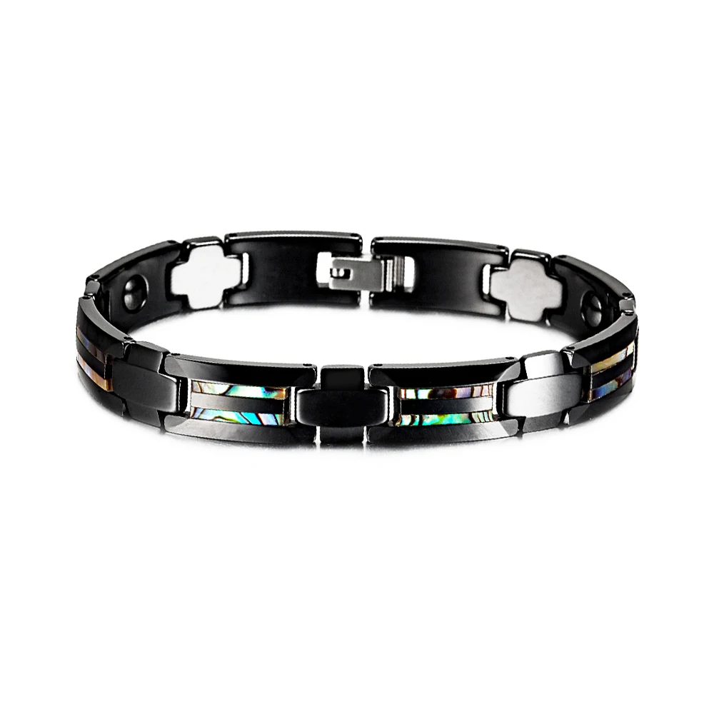 Anti-scratch Black Bracelet Homme Shell Health Energy Hematite Magnetic Bracelet - £42.51 GBP