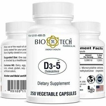 NEW Biotech D3-5 250 Vitamin D for Optimal Bone and Immune Health 250 ve... - $18.65