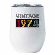 Vintage 1974 Tumbler 48 Years Old 48th Birthday Color Retro Wine Cup 12oz Gift - £18.15 GBP