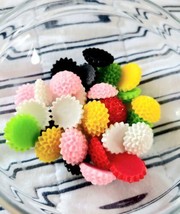 Resin Flower Cabochons Mum Flatbacks Dahlia Flat Backs 15mm Assorted Lot 6pcs - $4.32