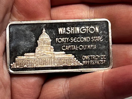 The Hamilton Mint .999 Sterling Silver One Troy Ounce Washington State I... - $79.95