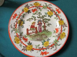 c.1904 Compatible with Wedgwood Etruria Plates Kate Greenaway Children ORANGE/BL - $125.43