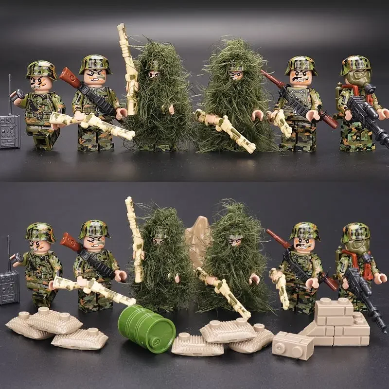  forces modern soldier ghillie suit swat city wars weapons figures building blocks mini thumb200